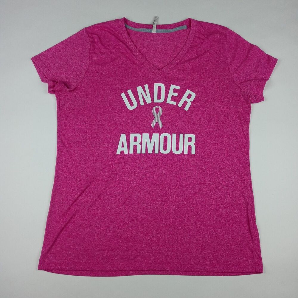 UNDER ARMOUR HeatGear Shirt BCA Ribbon Pink Women's Size Large